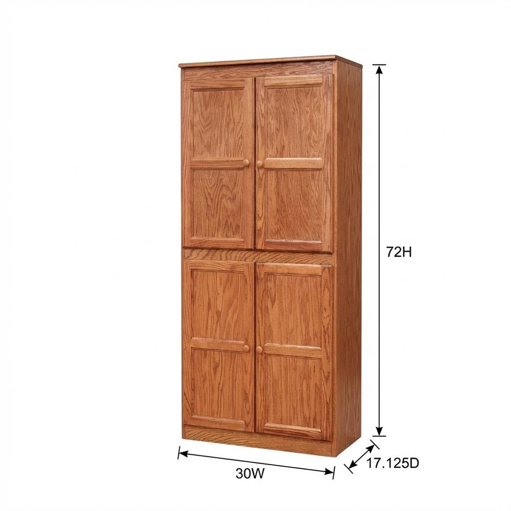Dry Oak 5-Shelf Storage Cabinet, 30x72 Inch, Solid Wood, Self-Closing. Picture 7