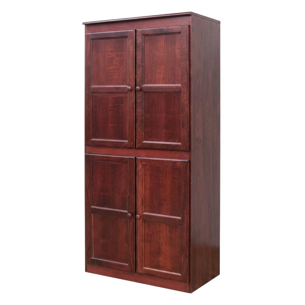 Cherry 5-Shelf Storage Cabinet, 30x72 Inch, Solid Wood, Self-Closing. Picture 1