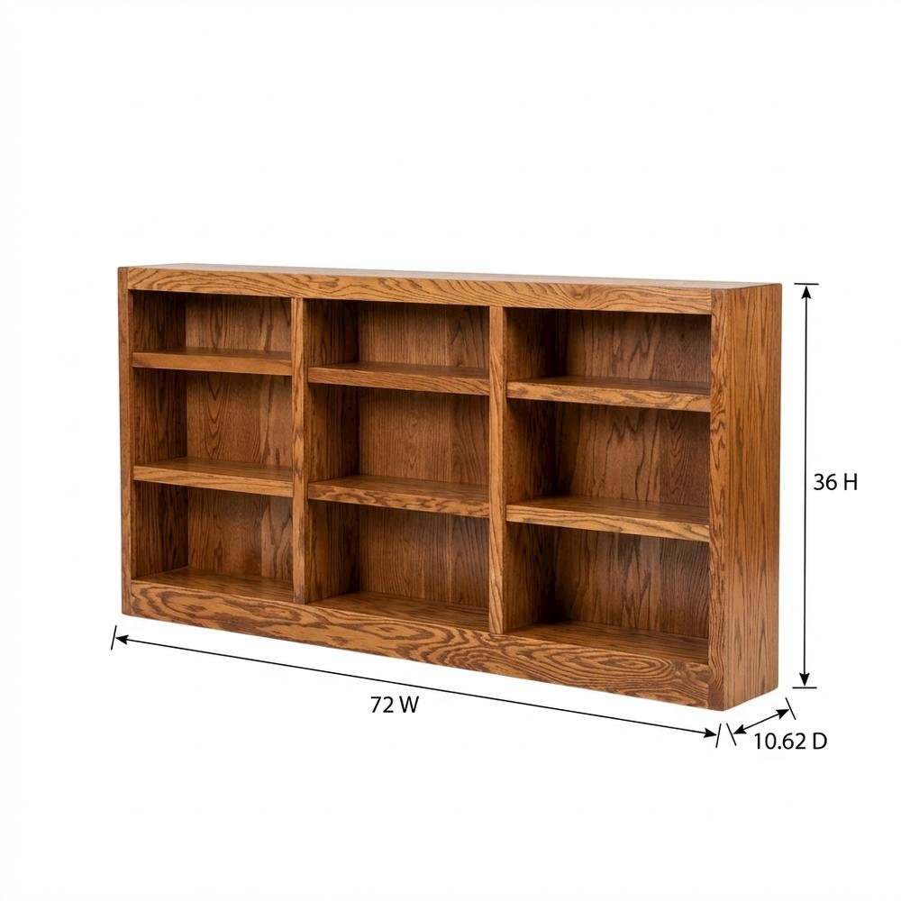 Dry Oak Finish Wall Storage Bookcase with Adjustable Shelves and Sturdy Support. Picture 7