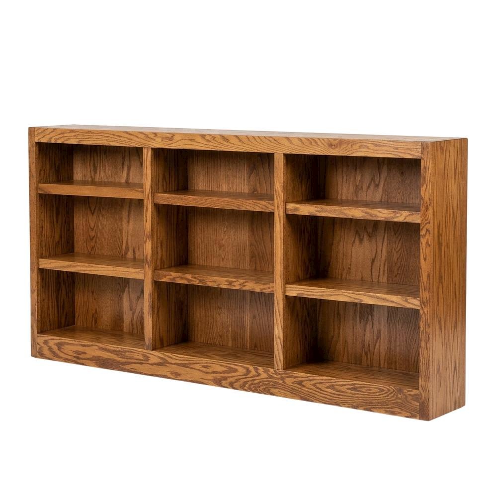 Dry Oak Finish Wall Storage Bookcase with Adjustable Shelves and Sturdy Support. Picture 1