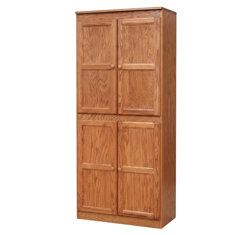 Dry Oak 5-Shelf Storage Cabinet, 30x72 Inch, Solid Wood, Self-Closing. Picture 1
