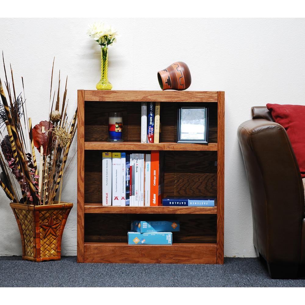 Concepts in Wood Single Wide Bookcase, 3 Shelves, Dry Oak Finish. Picture 1