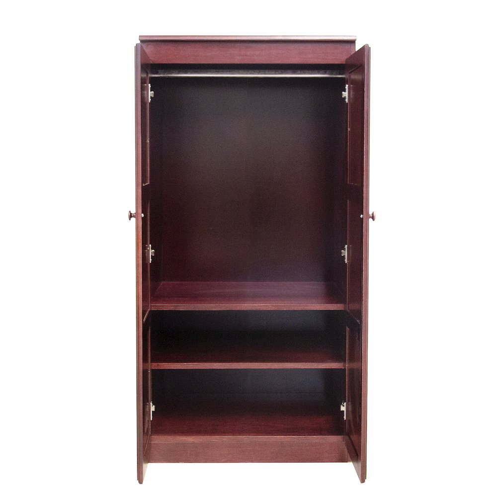 Armoire Wardrobe Closet with Doors, 2 Shelves,  Cherry Finish. Picture 3