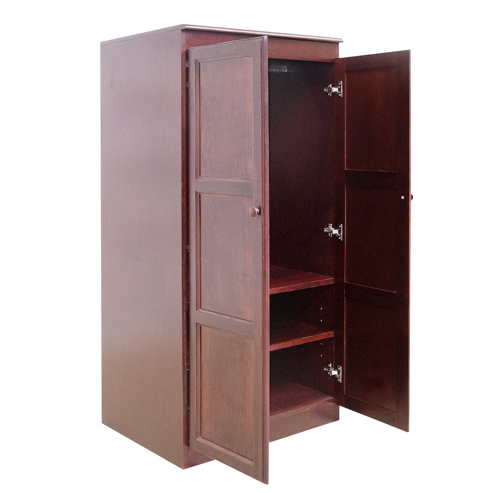 Armoire Wardrobe Closet with Doors, 2 Shelves,  Cherry Finish. Picture 5