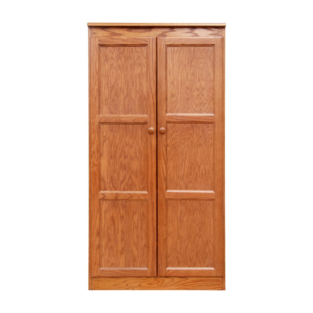Armoire Wardrobe Closet with Doors, 2 Shelves, Oak Finish. Picture 1