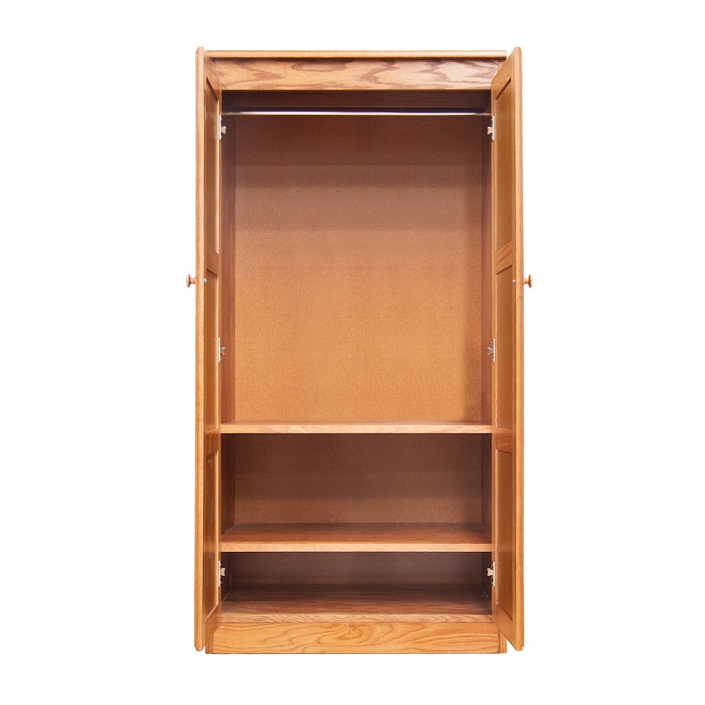 Armoire Wardrobe Closet with Doors, 2 Shelves, Oak Finish. Picture 3