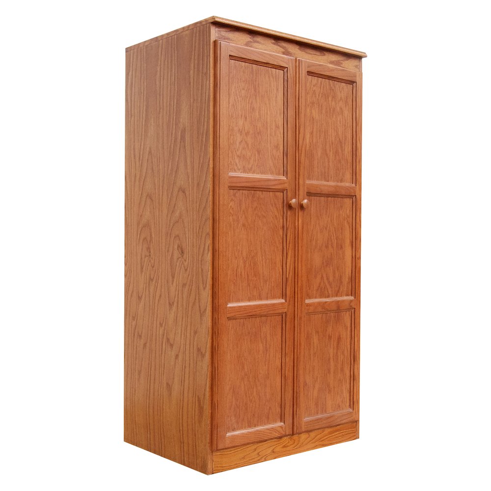 Armoire Wardrobe Closet with Doors, 2 Shelves, Oak Finish. Picture 4