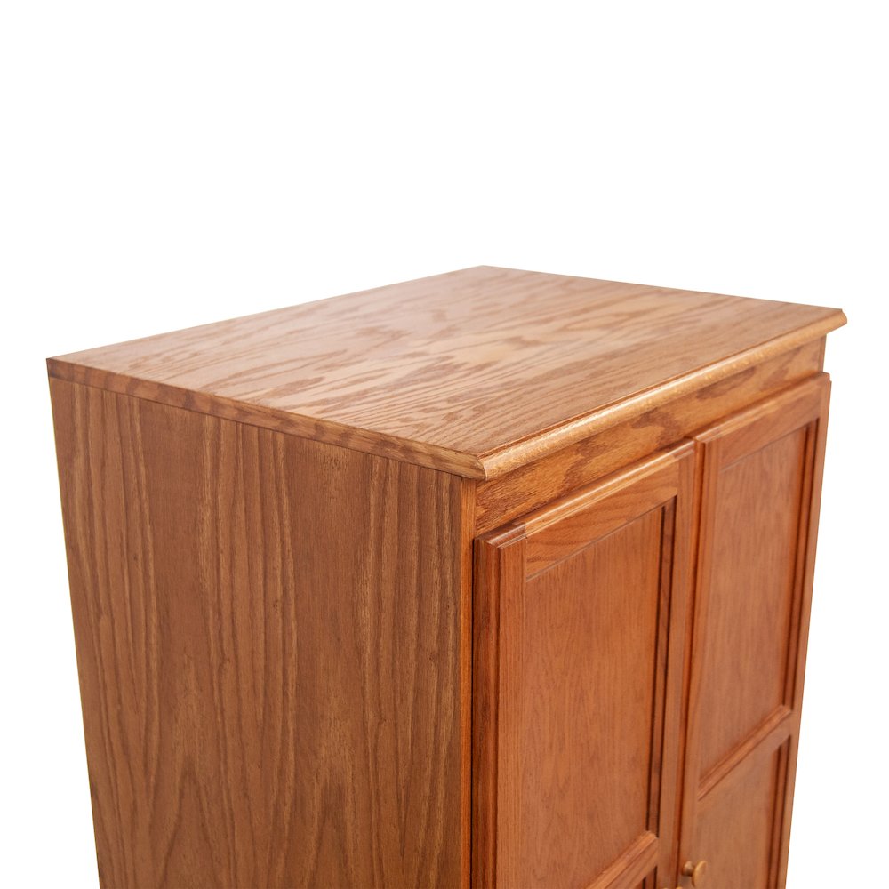 Armoire Wardrobe Closet with Doors, 2 Shelves, Oak Finish. Picture 6