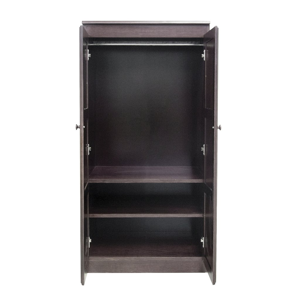 Armoire Wardrobe Closet with Doors, 2 Shelves, Espresso Finish. Picture 3