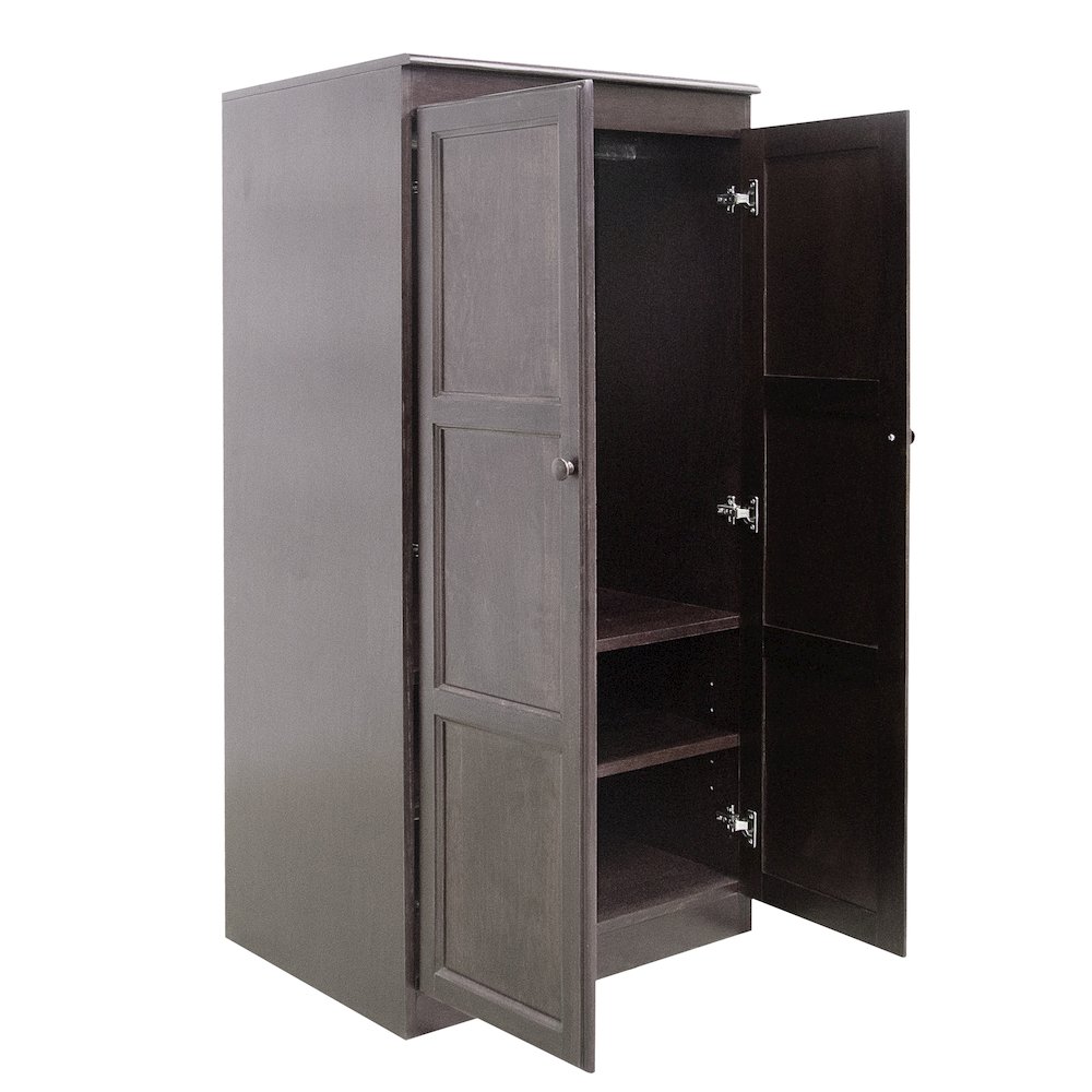 Armoire Wardrobe Closet with Doors, 2 Shelves, Espresso Finish. Picture 5