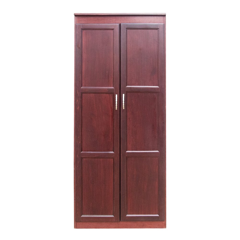 Armoire Wardrobe Closet with Doors, 2 Shelves,  Cherry Finish. Picture 3