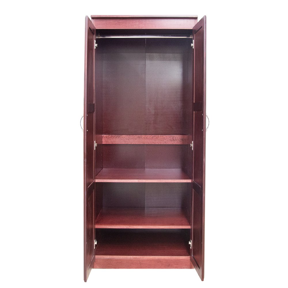 Armoire Wardrobe Closet with Doors, 2 Shelves,  Cherry Finish. Picture 4