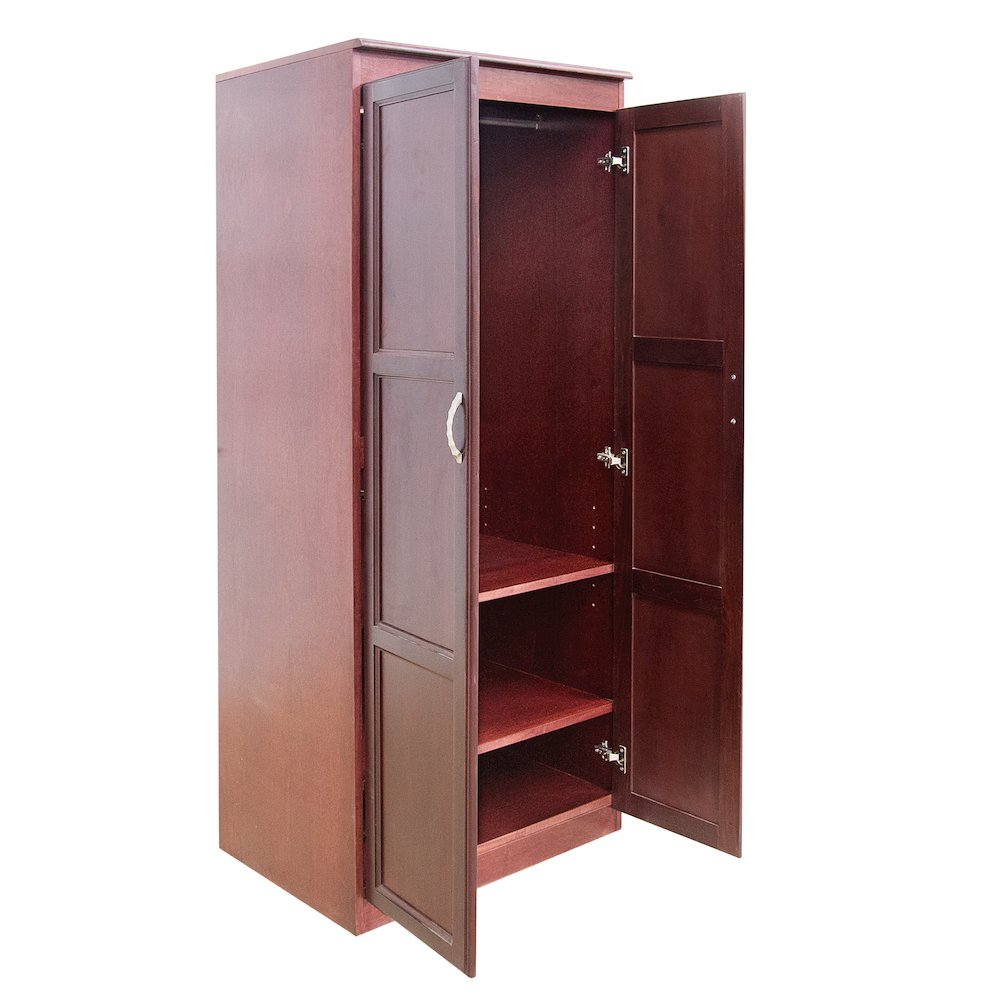 Armoire Wardrobe Closet with Doors, 2 Shelves,  Cherry Finish. Picture 5