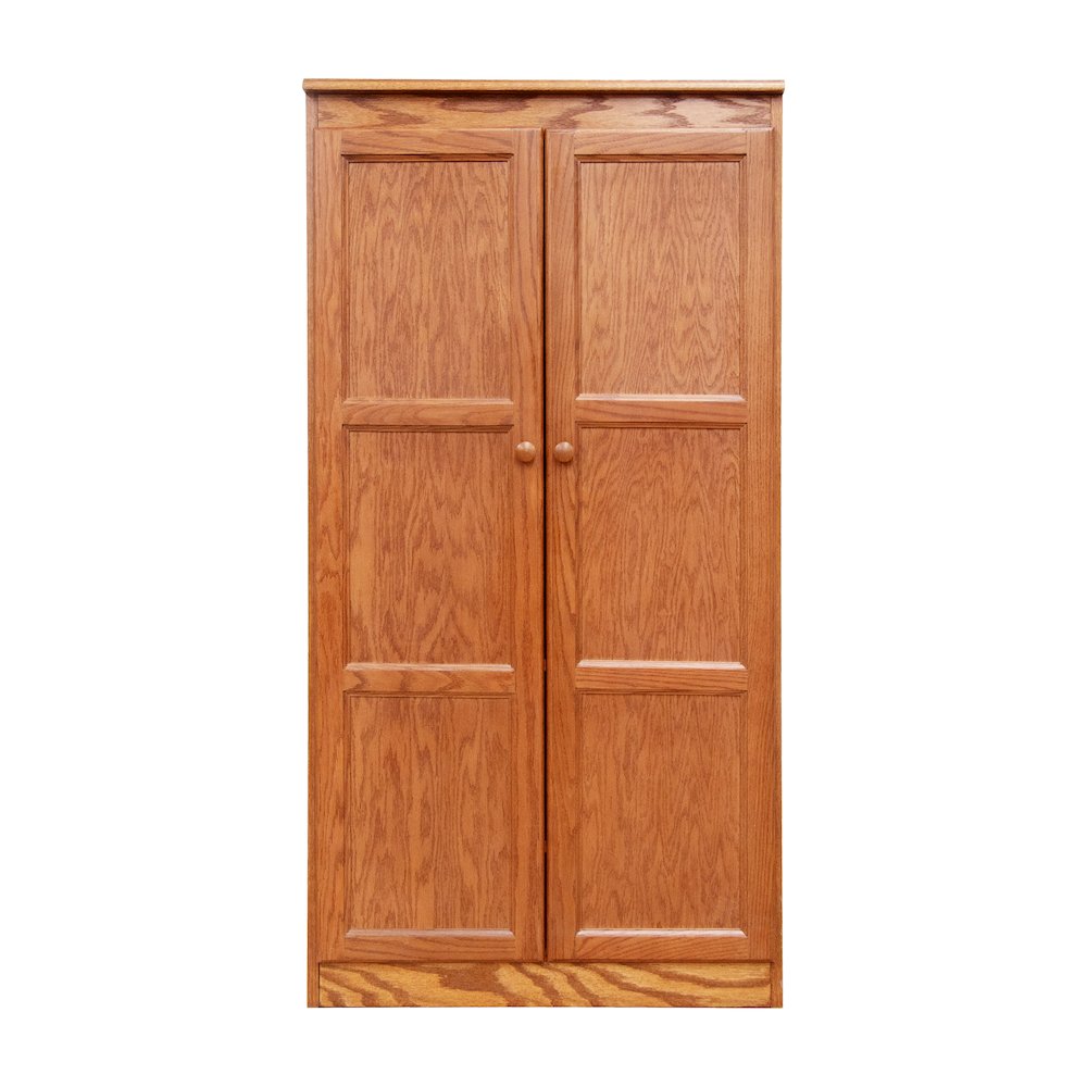 Armoire Wardrobe Closet with Doors, 2 Shelves, Oak Finish. Picture 1