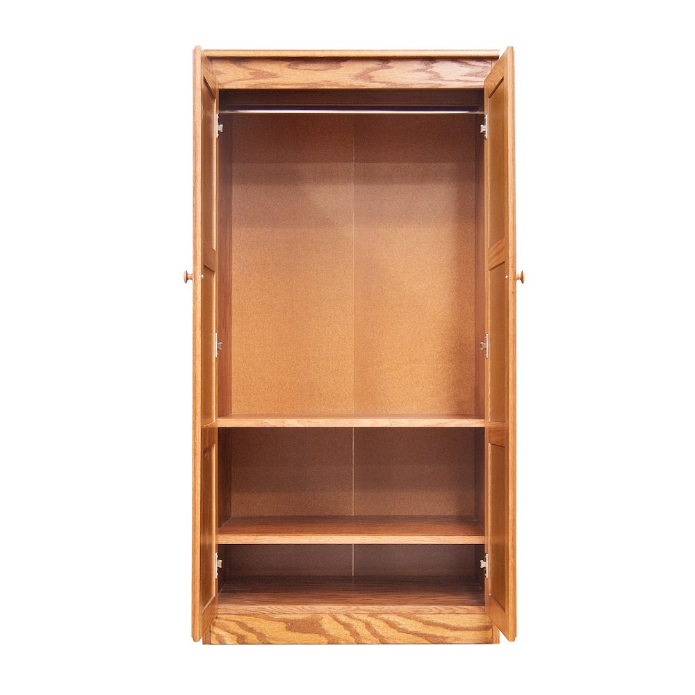 Armoire Wardrobe Closet with Doors, 2 Shelves, Oak Finish. Picture 3