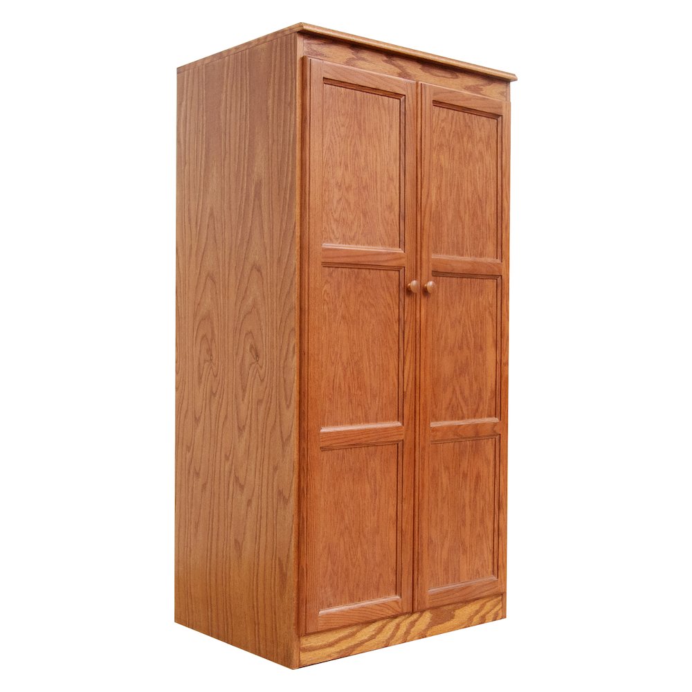 Armoire Wardrobe Closet with Doors, 2 Shelves, Oak Finish. Picture 4