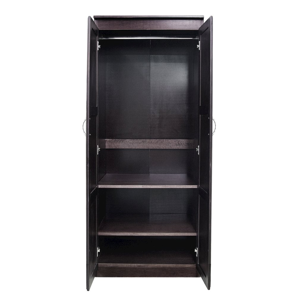 Armoire Wardrobe Closet with Doors, 2 Shelves, Espresso Finish. Picture 3