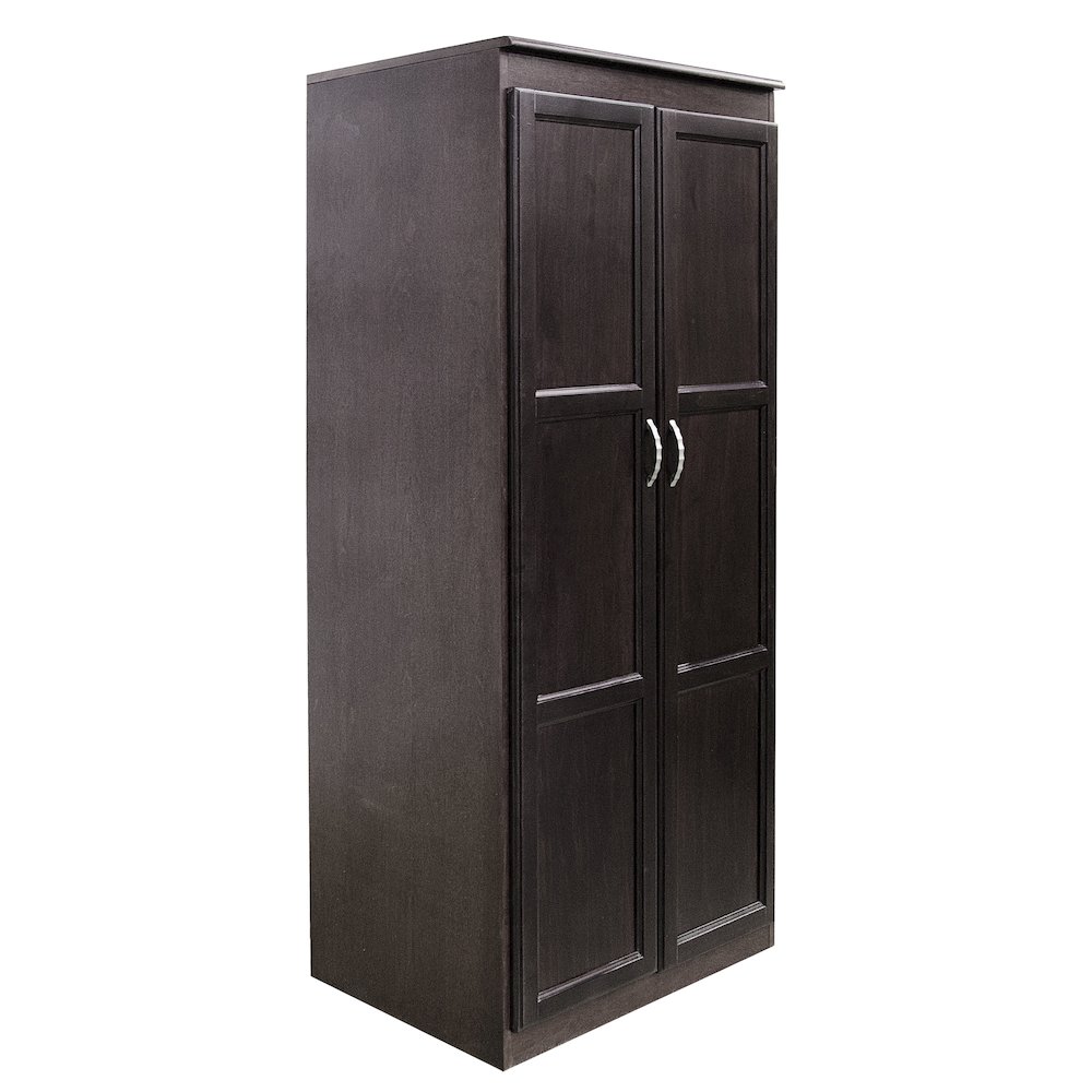 Armoire Wardrobe Closet with Doors, 2 Shelves, Espresso Finish. Picture 4