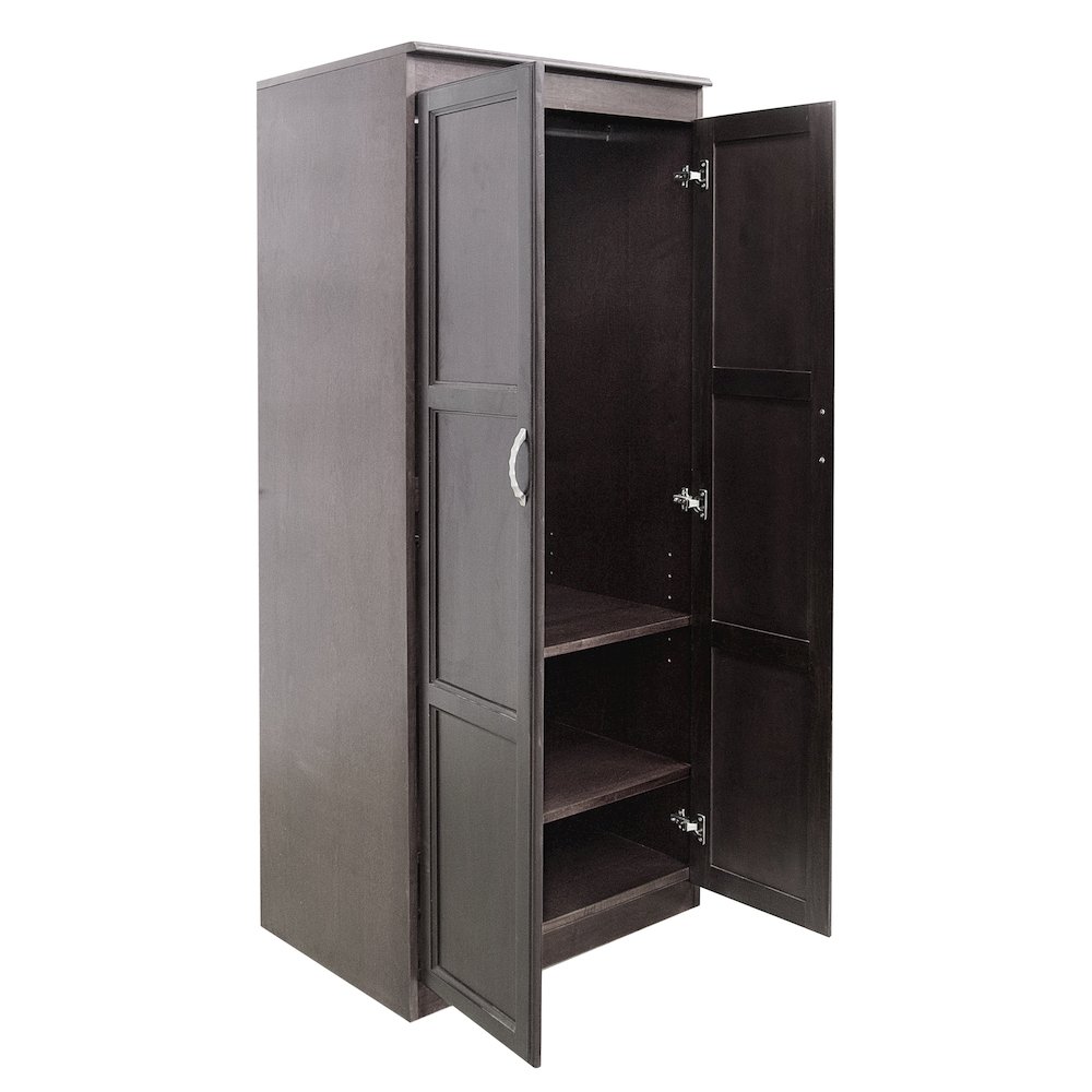 Armoire Wardrobe Closet with Doors, 2 Shelves, Espresso Finish. Picture 5