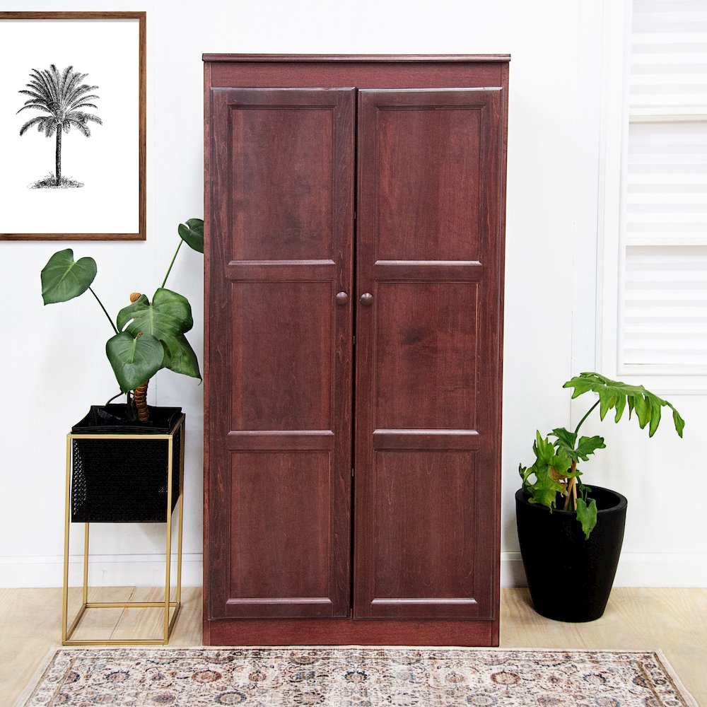 Concepts in Wood Multi-use Storage Cabinet, 4 Shelves, Cherry Finish. Picture 9