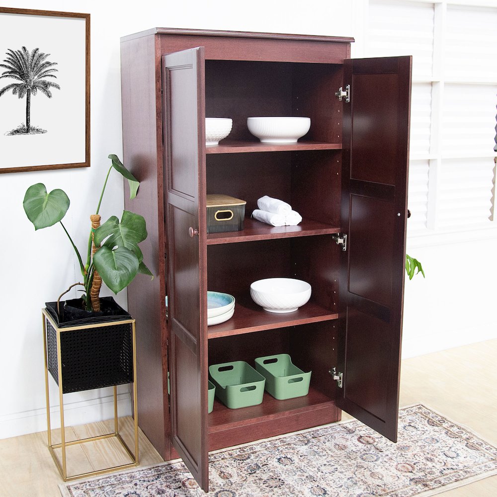 Concepts in Wood Multi-use Storage Cabinet, 4 Shelves, Cherry Finish. Picture 8