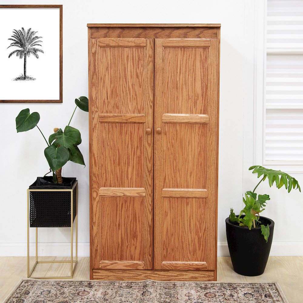 Concepts in Wood Multi-use Storage Cabinet, 4 Shelves, Dry Oak Finish. Picture 9