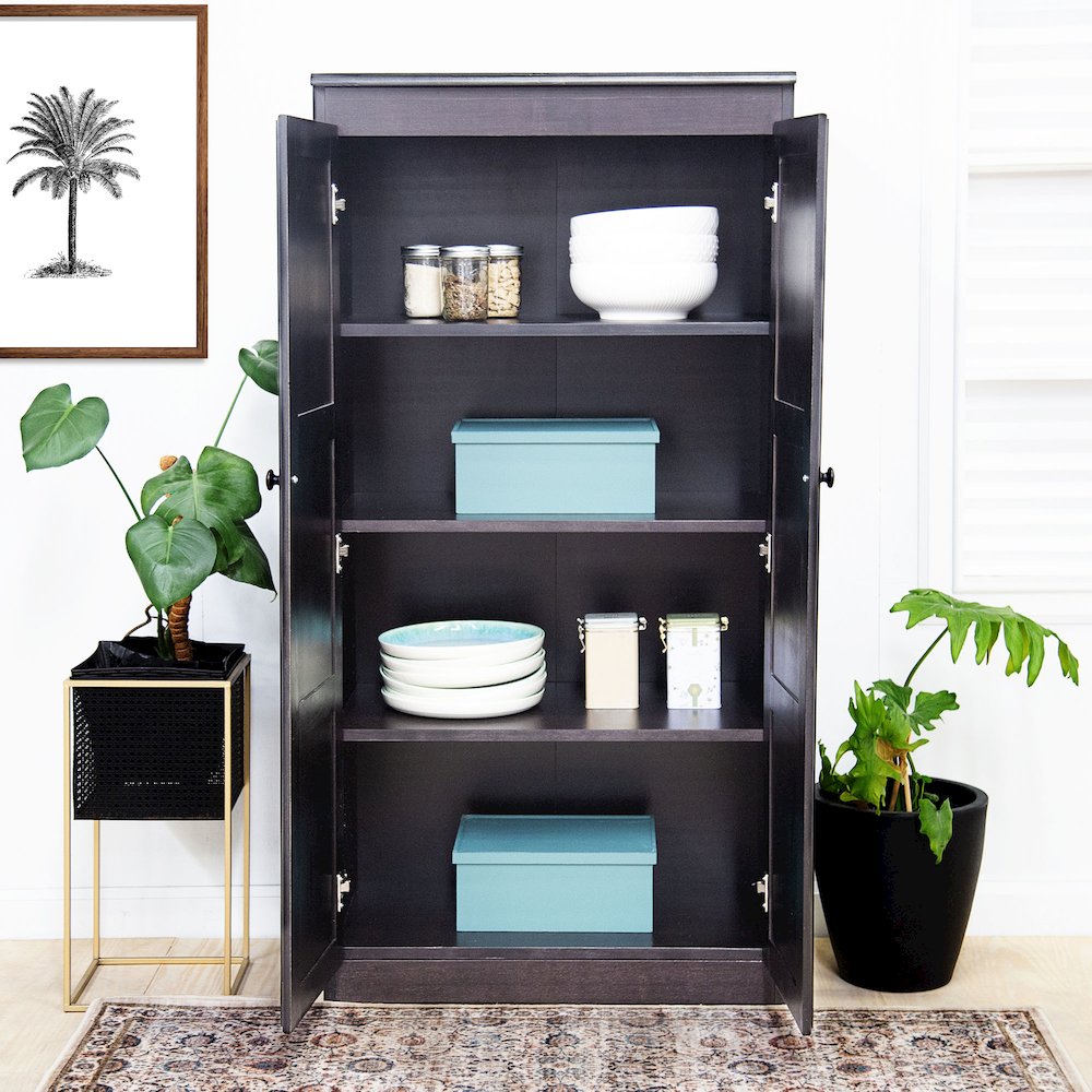 Concepts in Wood Multi-use Storage Cabinet, 4 Shelves, Espresso Finish. Picture 7