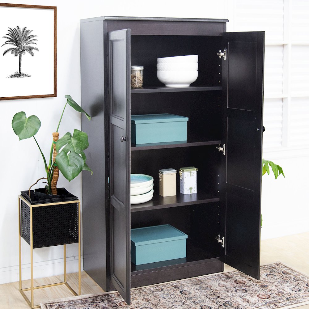 Concepts in Wood Multi-use Storage Cabinet, 4 Shelves, Espresso Finish. Picture 8