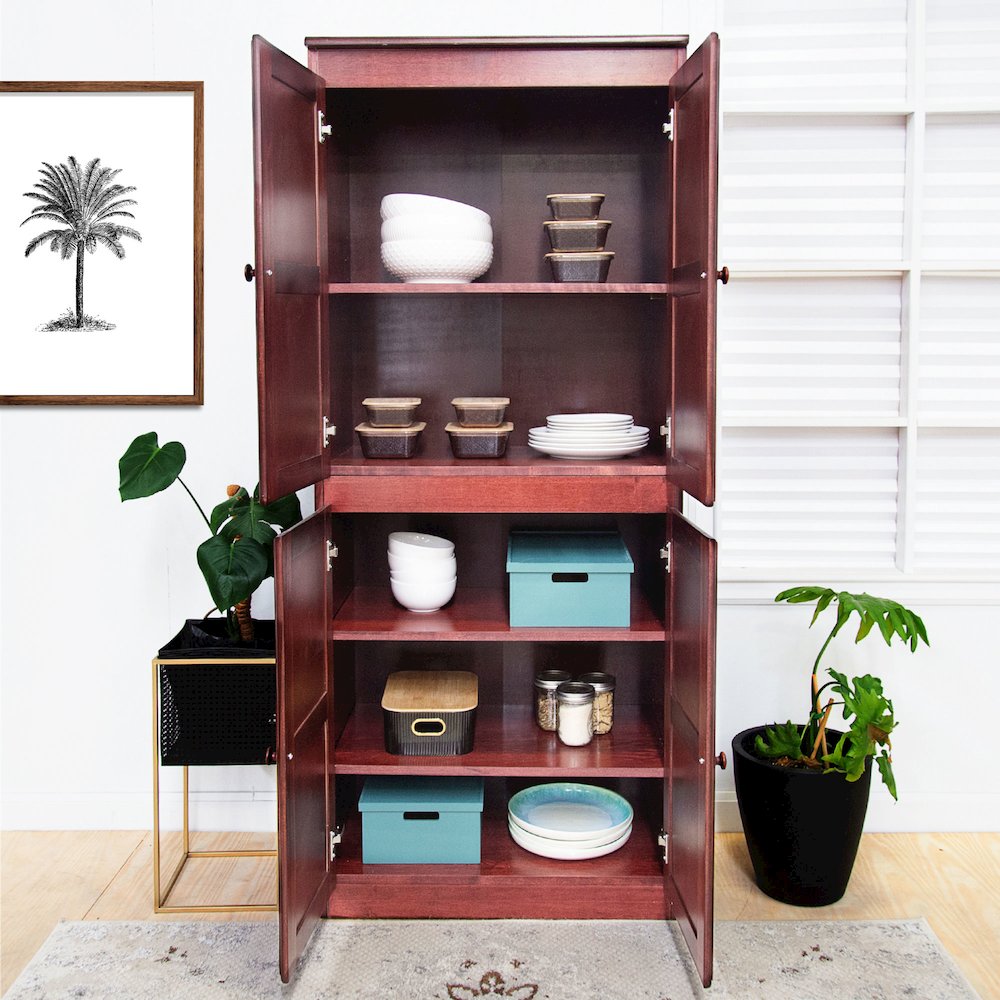 Concepts in Wood Multi-use Storage Cabinet, 5 Shelves, Cherry Finish. Picture 7