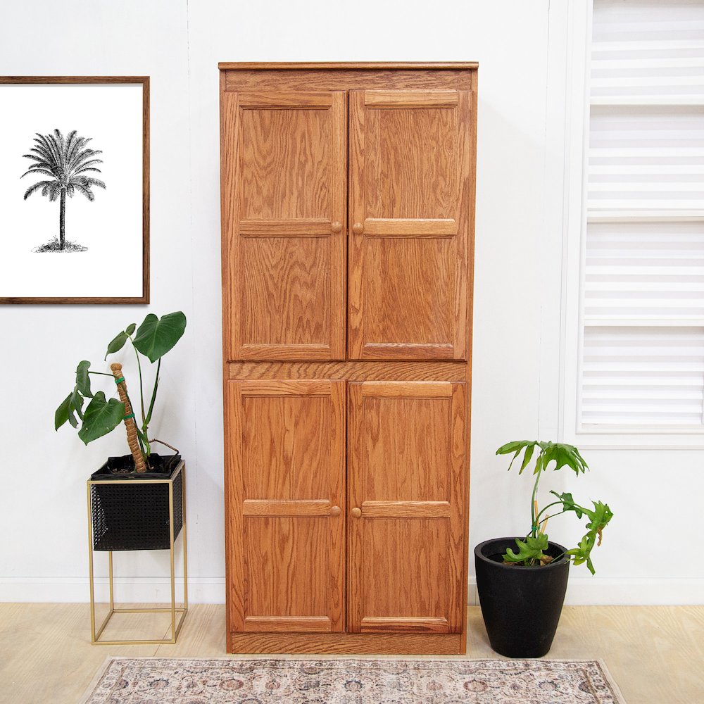 Concepts in Wood Multi-use Storage Cabinet, 5 Shelves, Dry Oak Finish. Picture 9