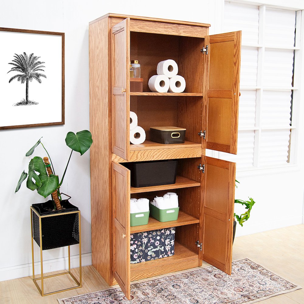 Concepts in Wood Multi-use Storage Cabinet, 5 Shelves, Dry Oak Finish. Picture 8