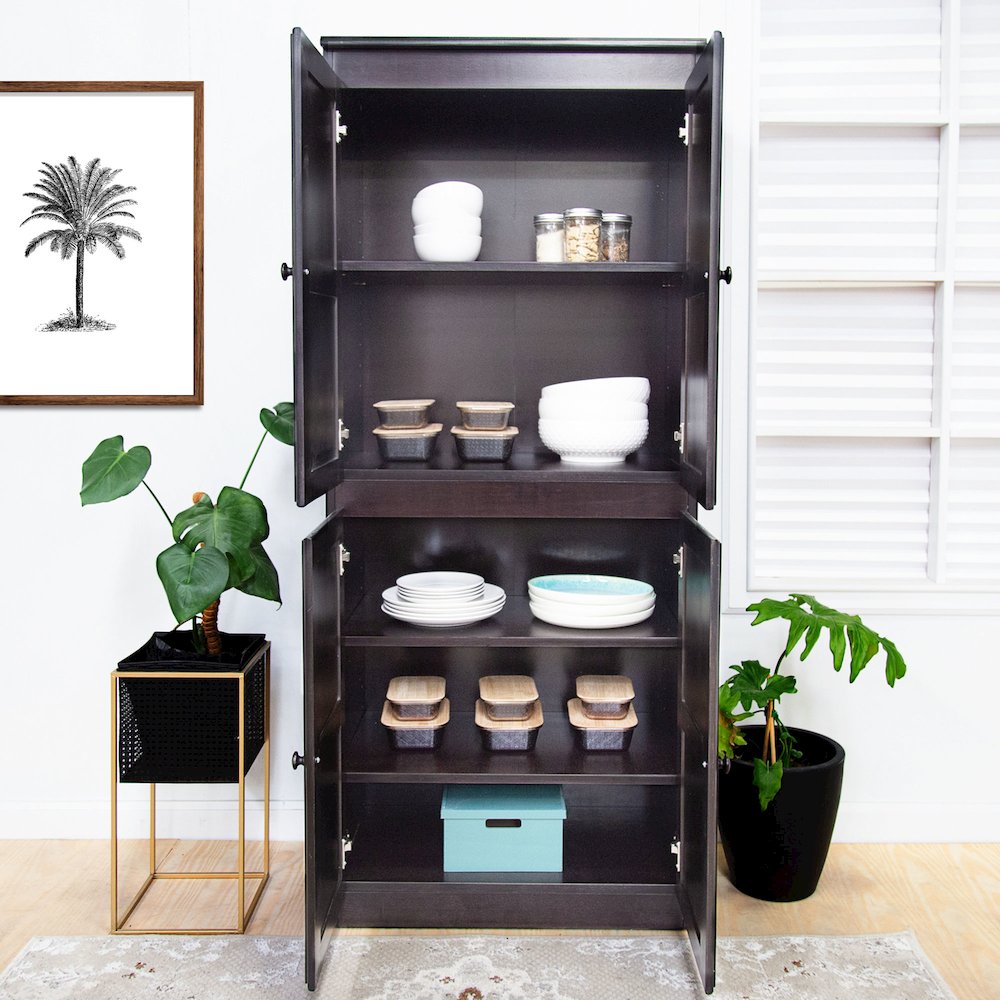 Concepts in Wood Multi-use Storage Cabinet, 5 Shelves, Espresso Finish. Picture 7