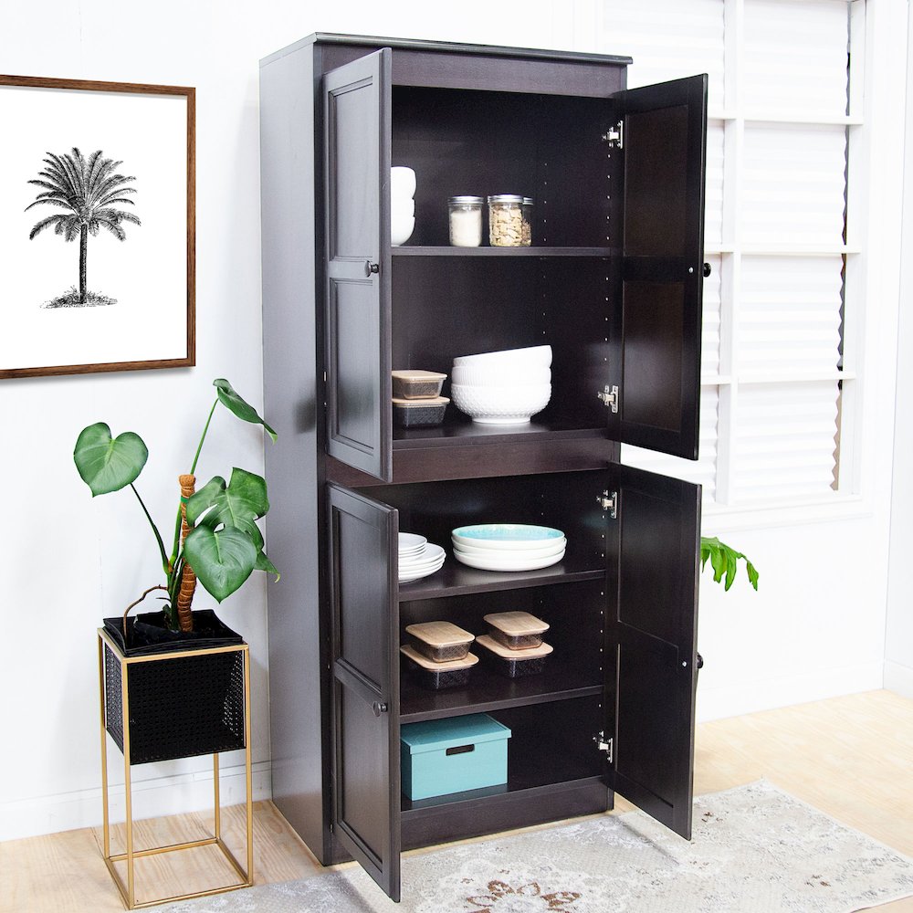 Concepts in Wood Multi-use Storage Cabinet, 5 Shelves, Espresso Finish. Picture 8