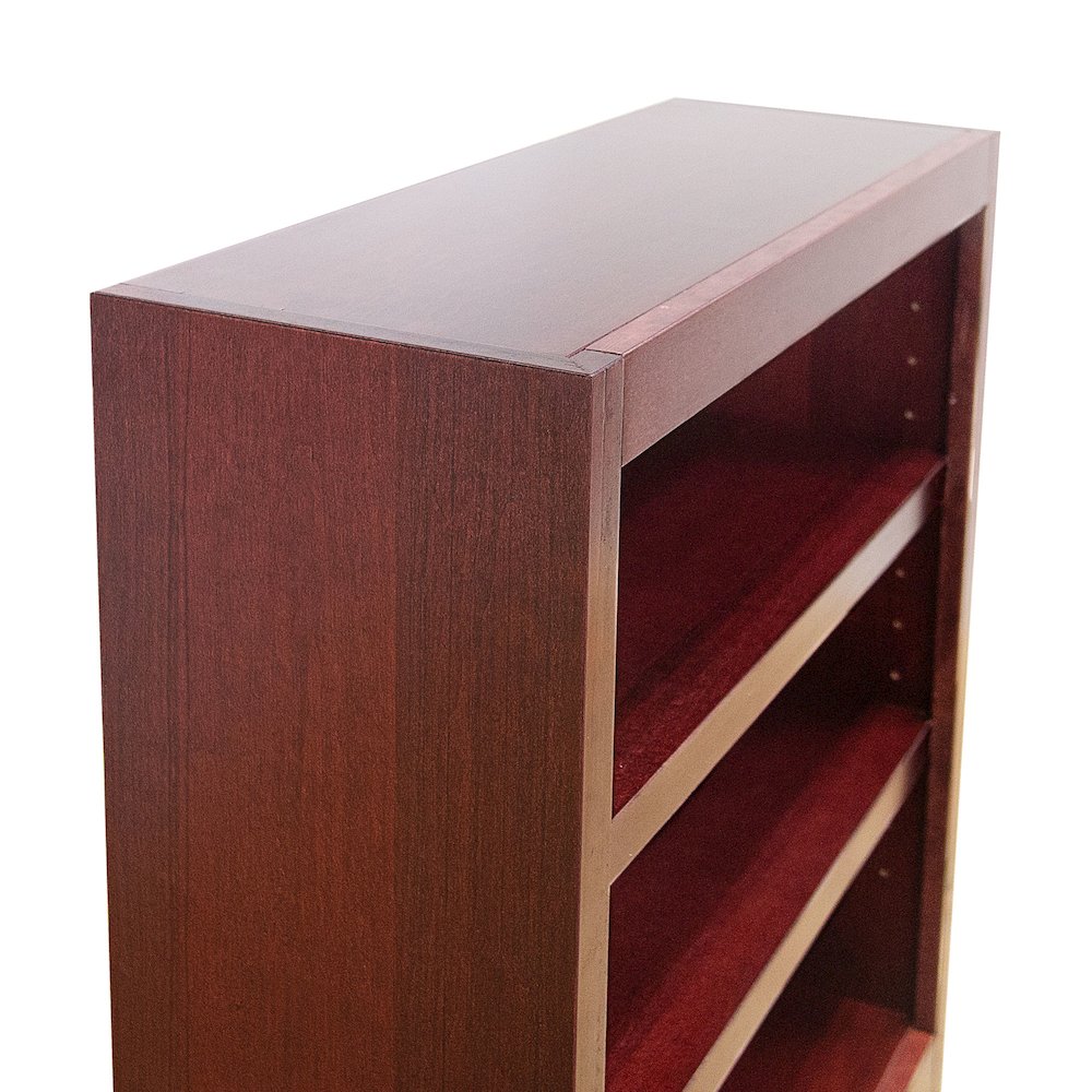 Concepts in Wood Single Wide Bookcase, 3 Shelves, Cherry Finish. Picture 3
