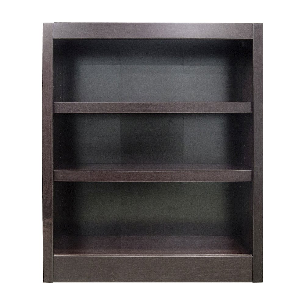 Concepts in Wood Single Wide Bookcase, 3 Shelves, Espresso Finish. Picture 1