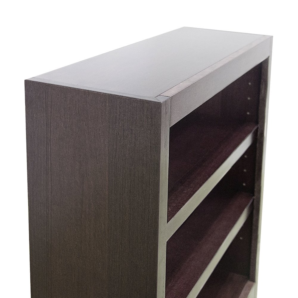 Concepts in Wood Single Wide Bookcase, 3 Shelves, Espresso Finish. Picture 3