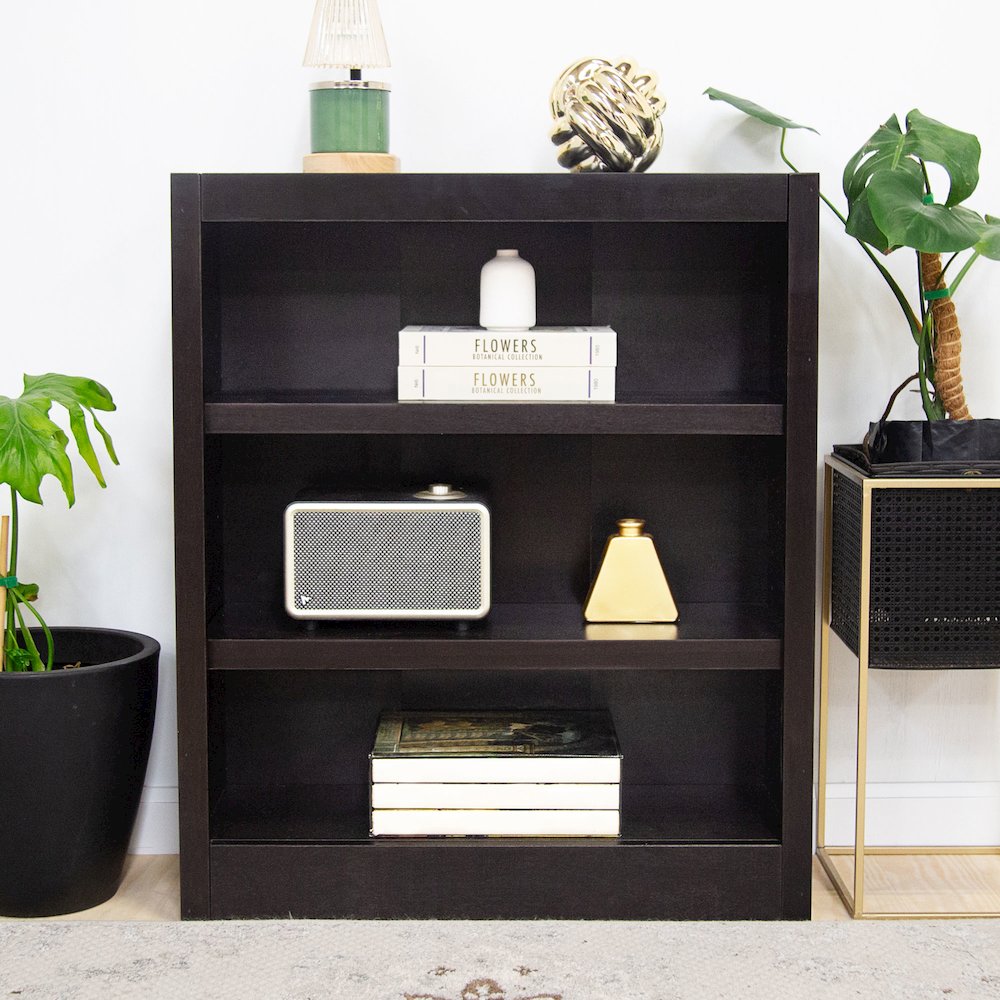 Concepts in Wood Single Wide Bookcase, 3 Shelves, Espresso Finish. Picture 7