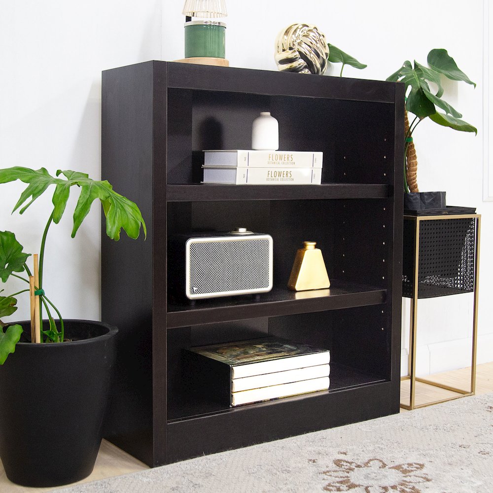 Concepts in Wood Single Wide Bookcase, 3 Shelves, Espresso Finish. Picture 5