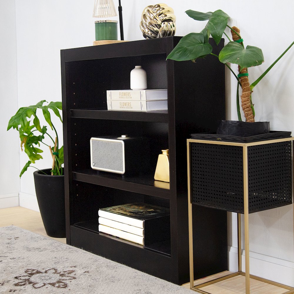 Concepts in Wood Single Wide Bookcase, 3 Shelves, Espresso Finish. Picture 6