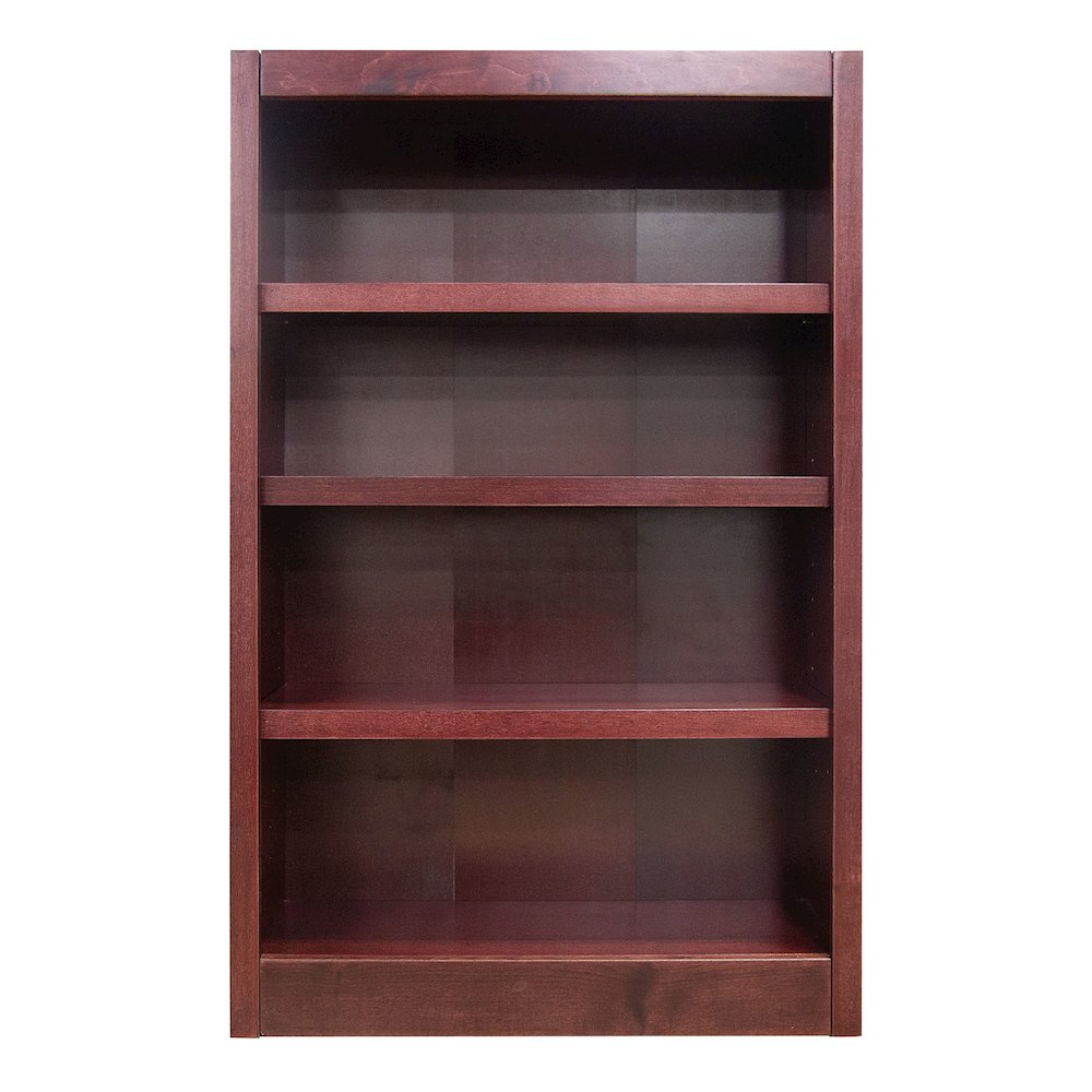 Concepts in Wood Single Wide Bookcase, 4 Shelves, Cherry Finish. Picture 1