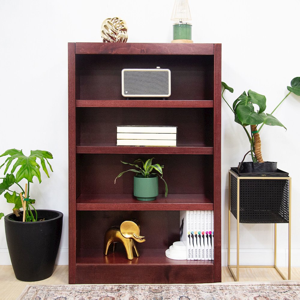 Concepts in Wood Single Wide Bookcase, 4 Shelves, Cherry Finish. Picture 7