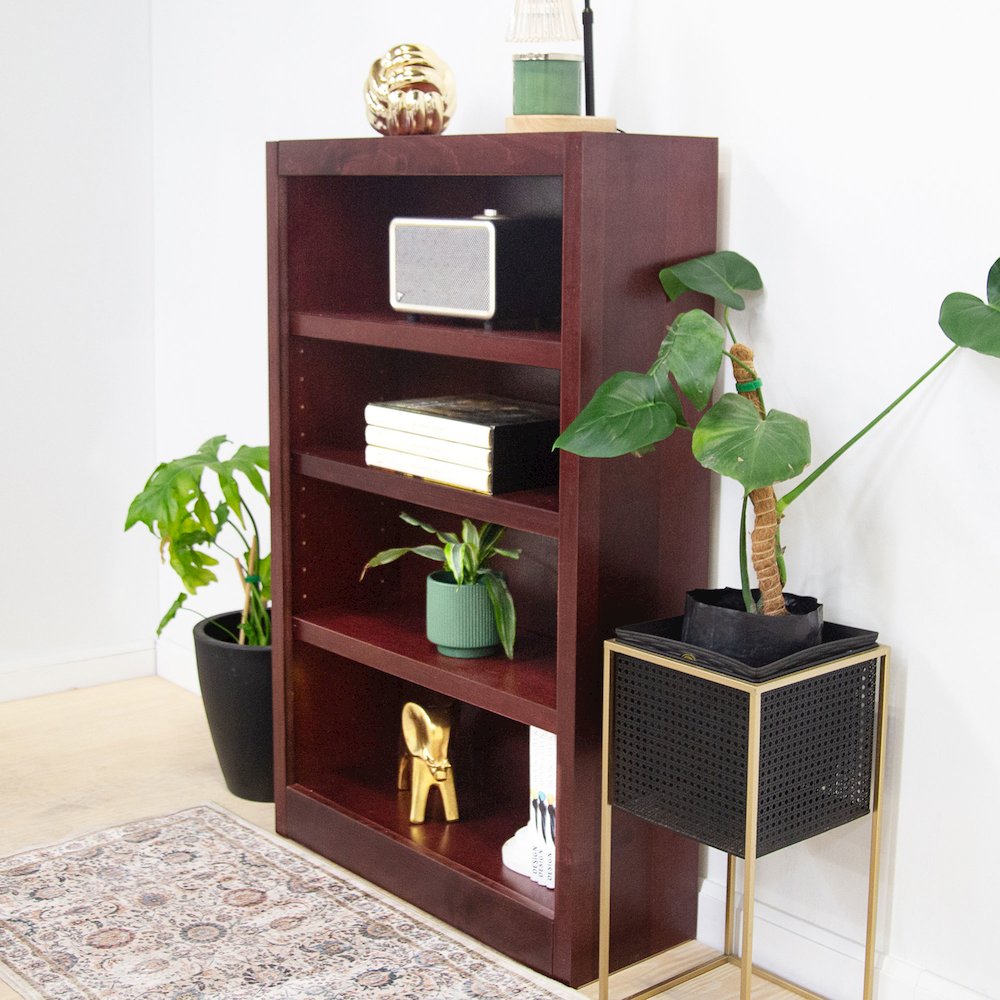 Concepts in Wood Single Wide Bookcase, 4 Shelves, Cherry Finish. Picture 6