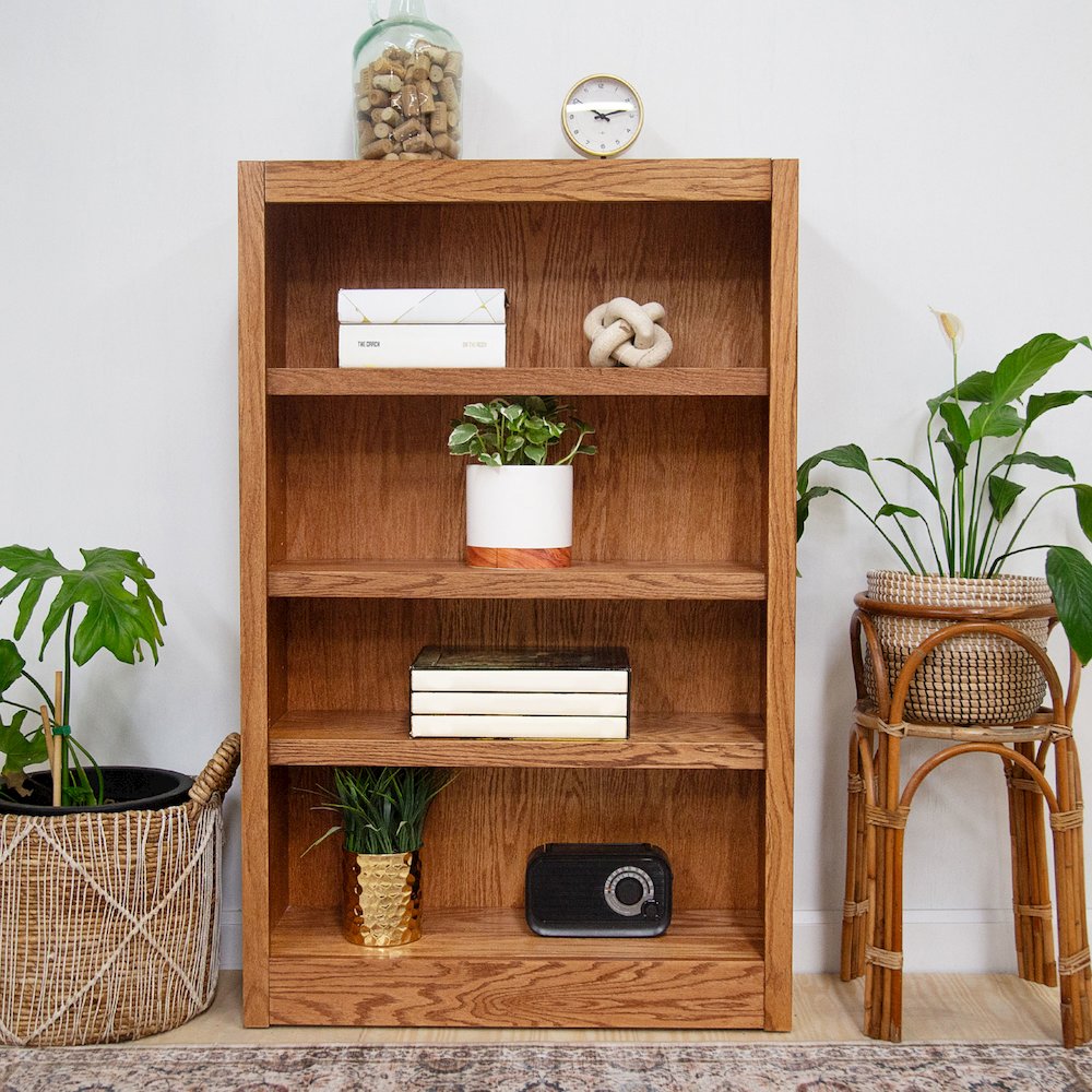 Concepts in Wood Single Wide Bookcase, 4 Shelves, Dry Oak Finish. Picture 7
