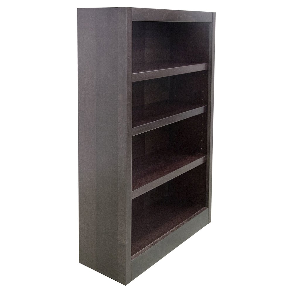 Concepts in Wood Single Wide Bookcase, 4 Shelves, Espresso Finish. Picture 2