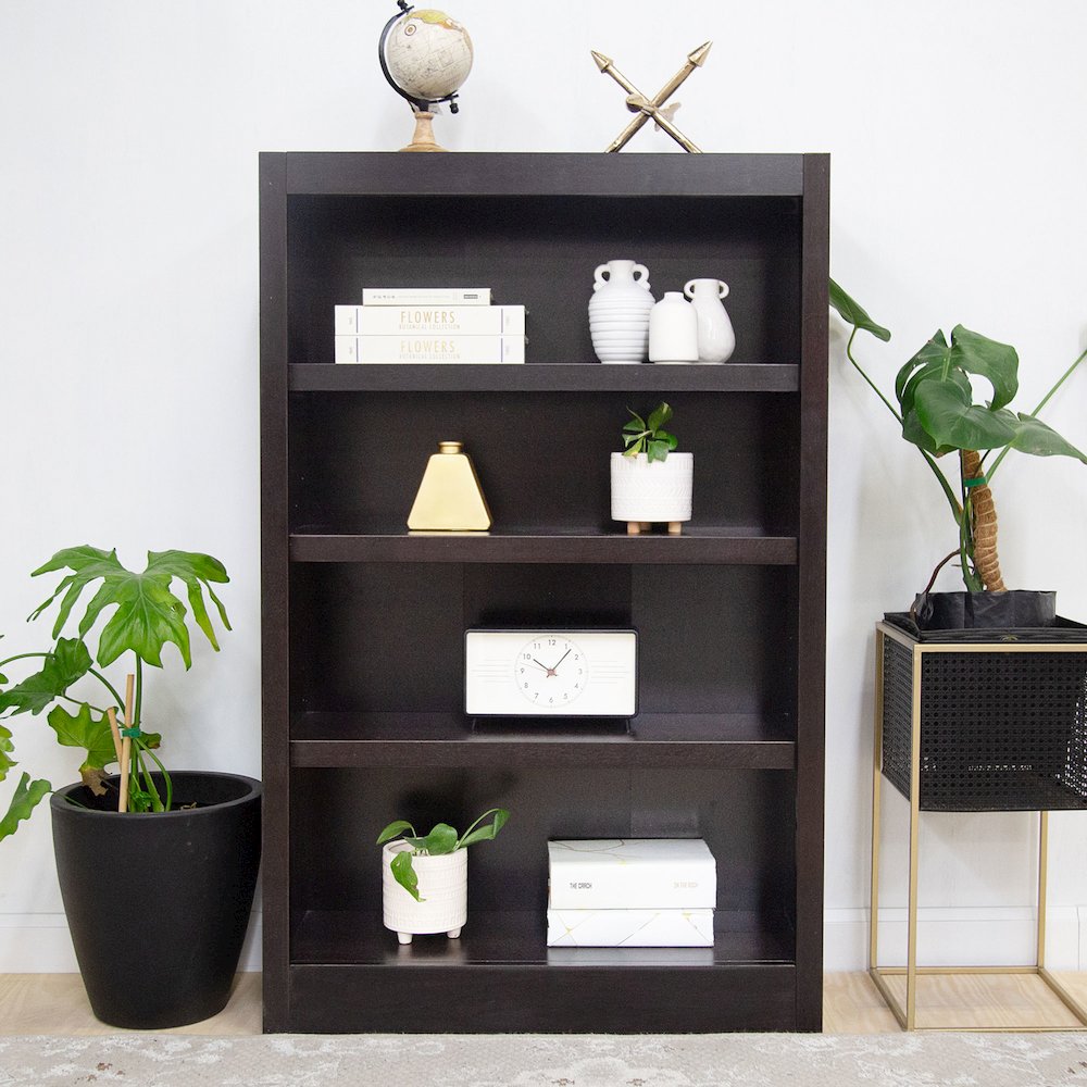 Concepts in Wood Single Wide Bookcase, 4 Shelves, Espresso Finish. Picture 7