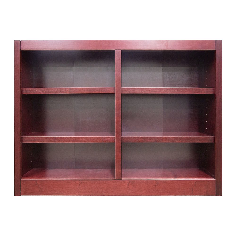 Concepts in Wood Double Wide Bookcase, 6 Shelves, Cherry Finish. Picture 1
