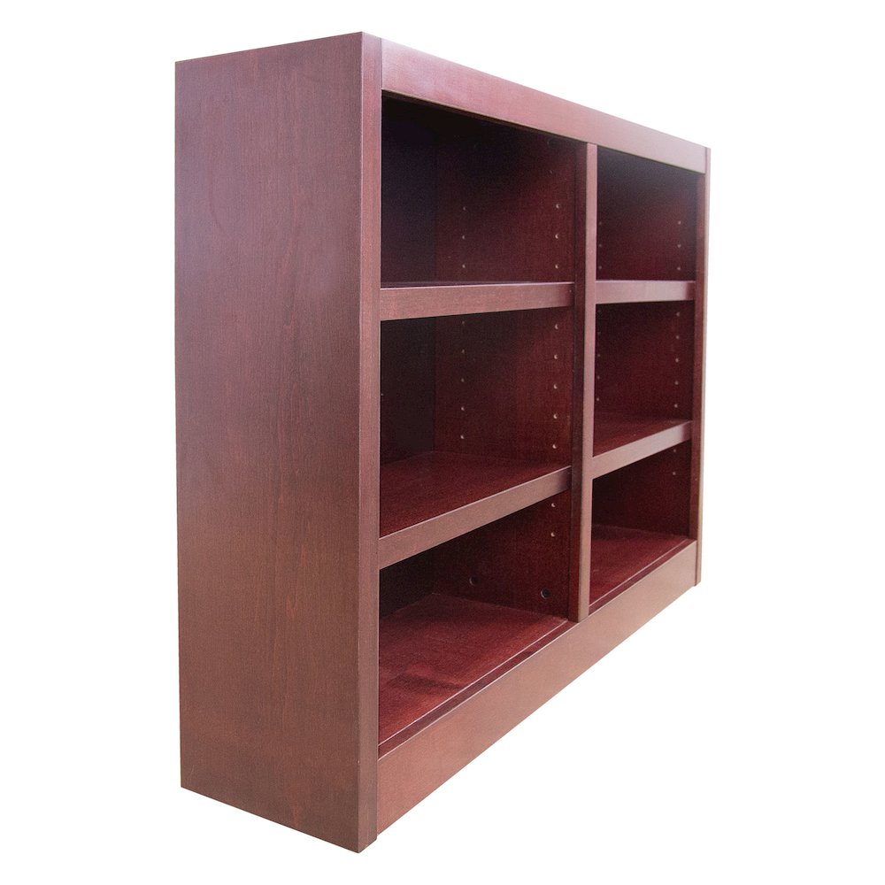 Concepts in Wood Double Wide Bookcase, 6 Shelves, Cherry Finish. Picture 2