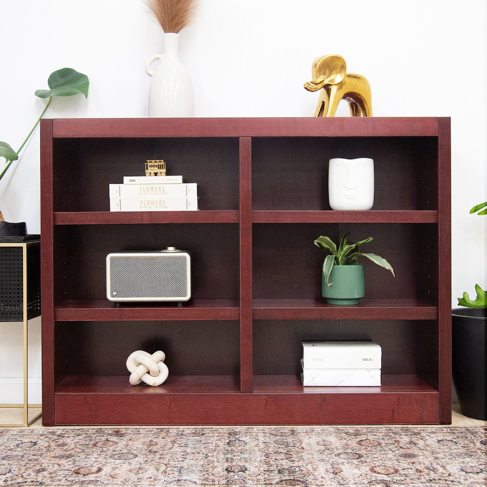 Concepts in Wood Double Wide Bookcase, 6 Shelves, Cherry Finish. Picture 7