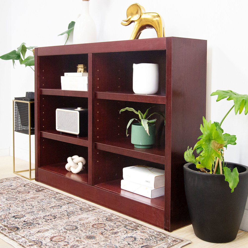 Concepts in Wood Double Wide Bookcase, 6 Shelves, Cherry Finish. Picture 6
