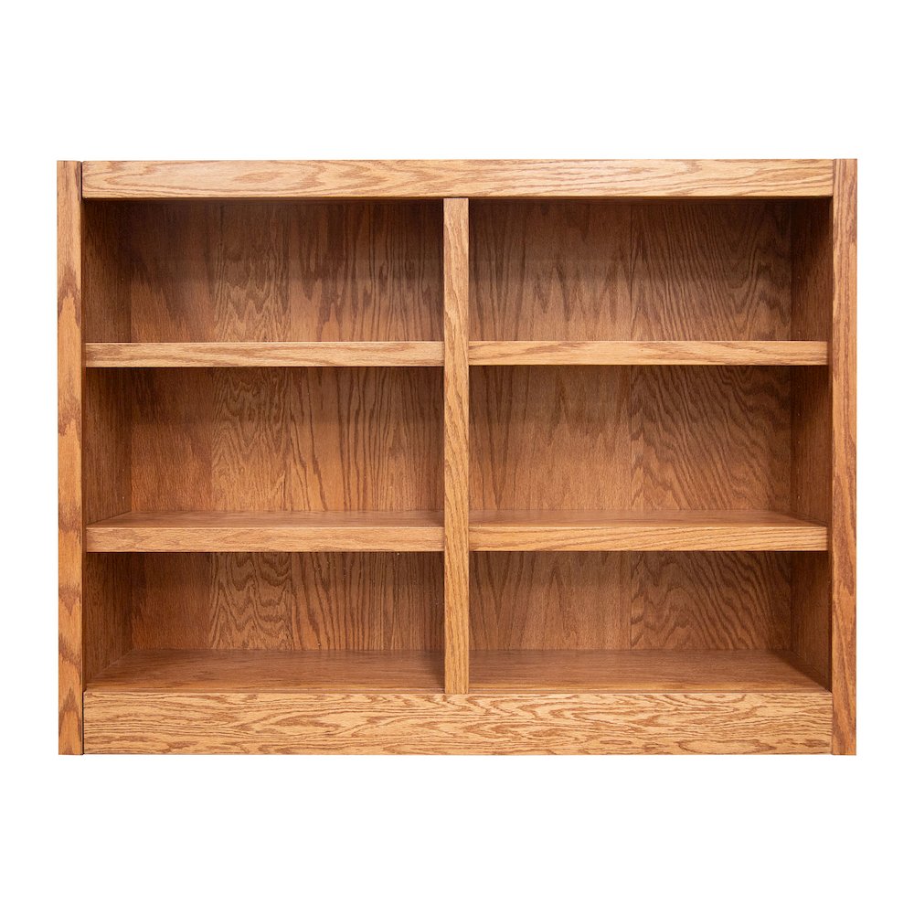 Concepts in Wood Double Wide Bookcase, 6 Shelves, Dry Oak Finish. Picture 1
